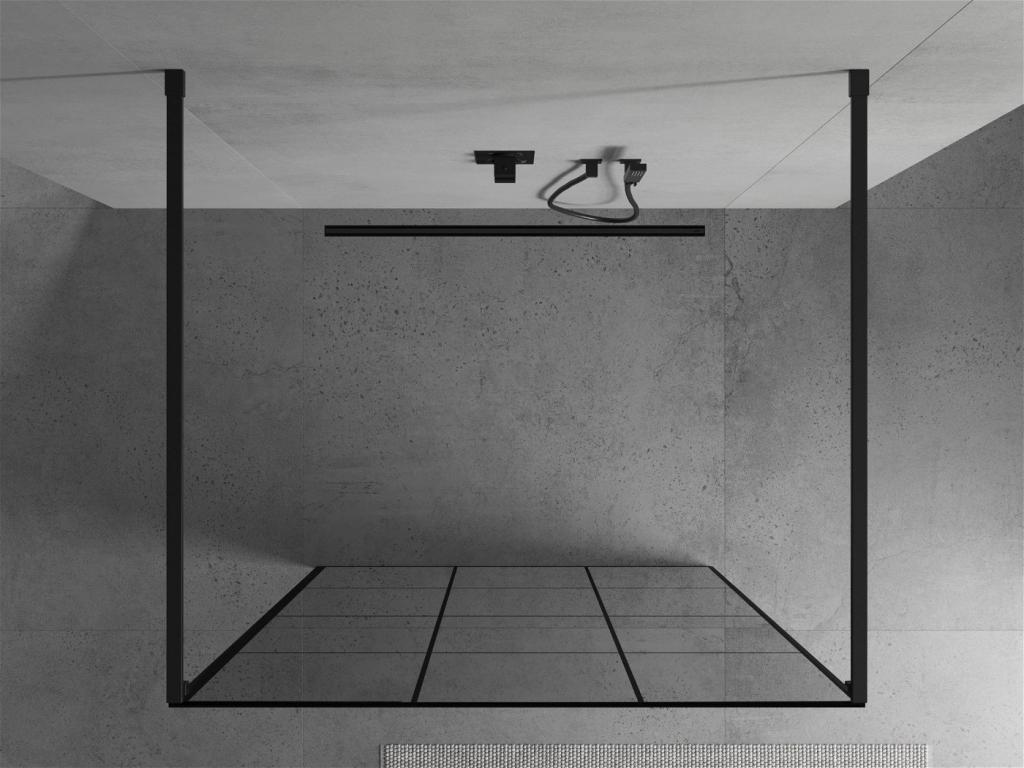 MEXEN/S - KIOTO samostatne stojaca sprchová zástena 100 x 200 cm, transparent/čierna vzor 8 mm, čierna (800-100-002-70-77)