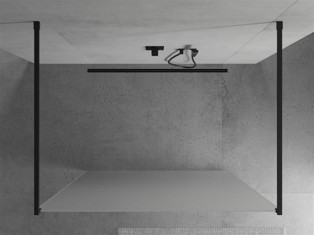 MEXEN/S - KIOTO samostatne stojaca sprchová zástena 110 x 200 cm, matné sklo 8 mm, čierna (800-110-002-70-30)