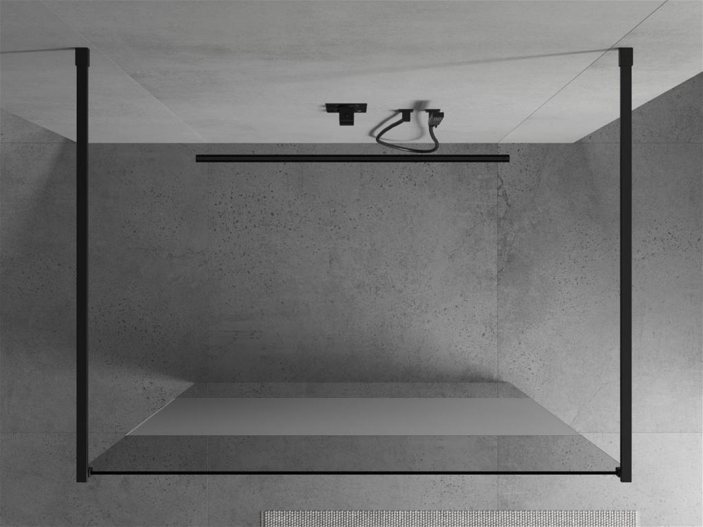MEXEN/S - KIOTO samostatne stojaca sprchová zástena 110 x 200 cm, transparent/matné sklo 8 mm, čierna (800-110-002-70-35)