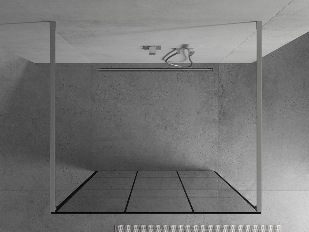 MEXEN/S - KIOTO samostatne stojaca sprchová zástena 120 x 200 cm, transparent/čierna vzor 8 mm, chróm (800-120-002-01-77)