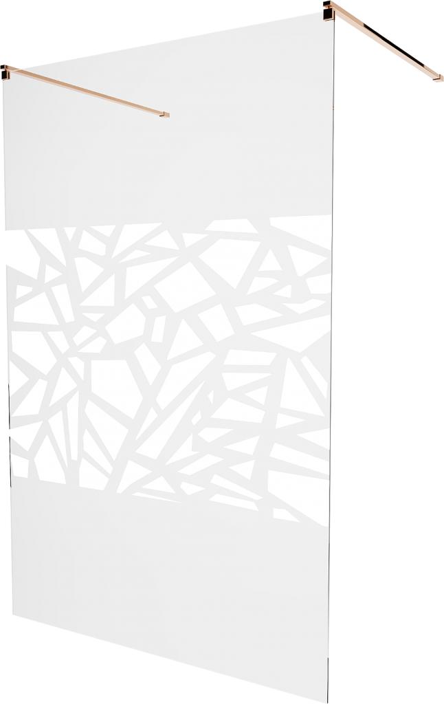MEXEN/S - KIOTO samostatne stojaca sprchová zástena 120 x 200 cm, transparent/biela vzor 8 mm, ružové zlato 800-120-002-60-85