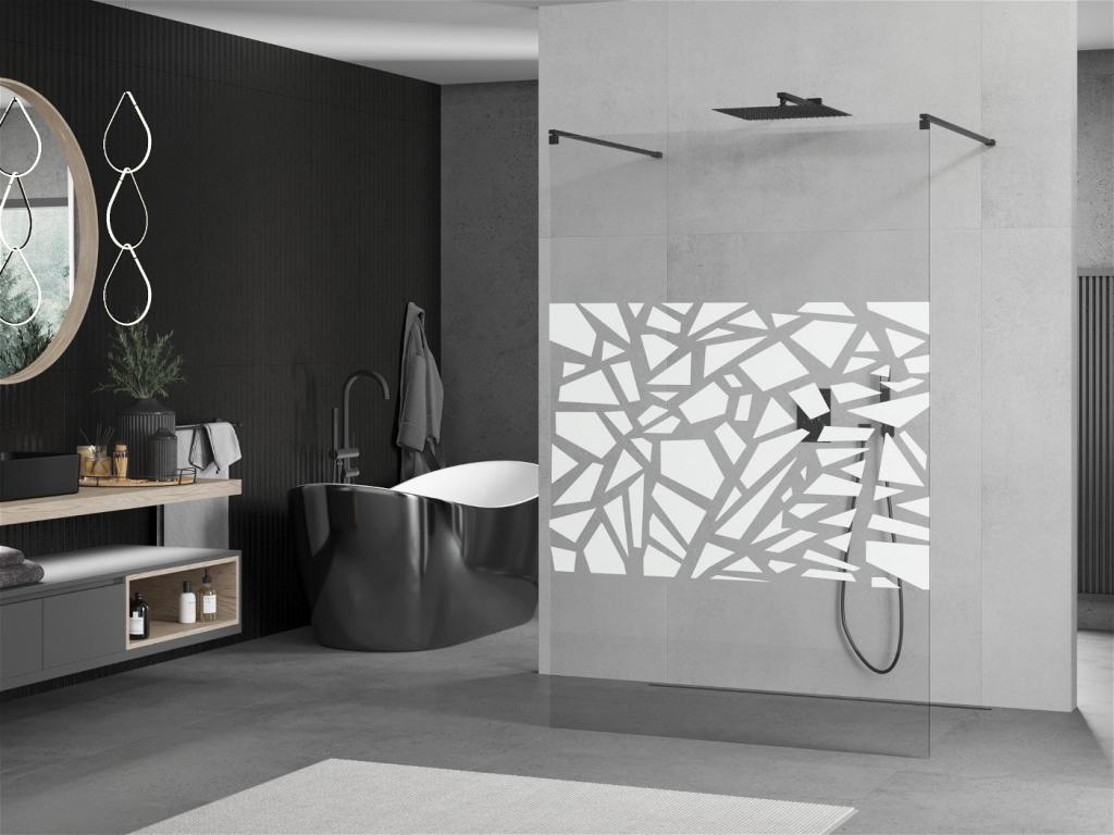 MEXEN/S - KIOTO samostatne stojaca sprchová zástena 120 x 200 cm, transparent/biela vzor 8 mm, čierna (800-120-002-70-85)