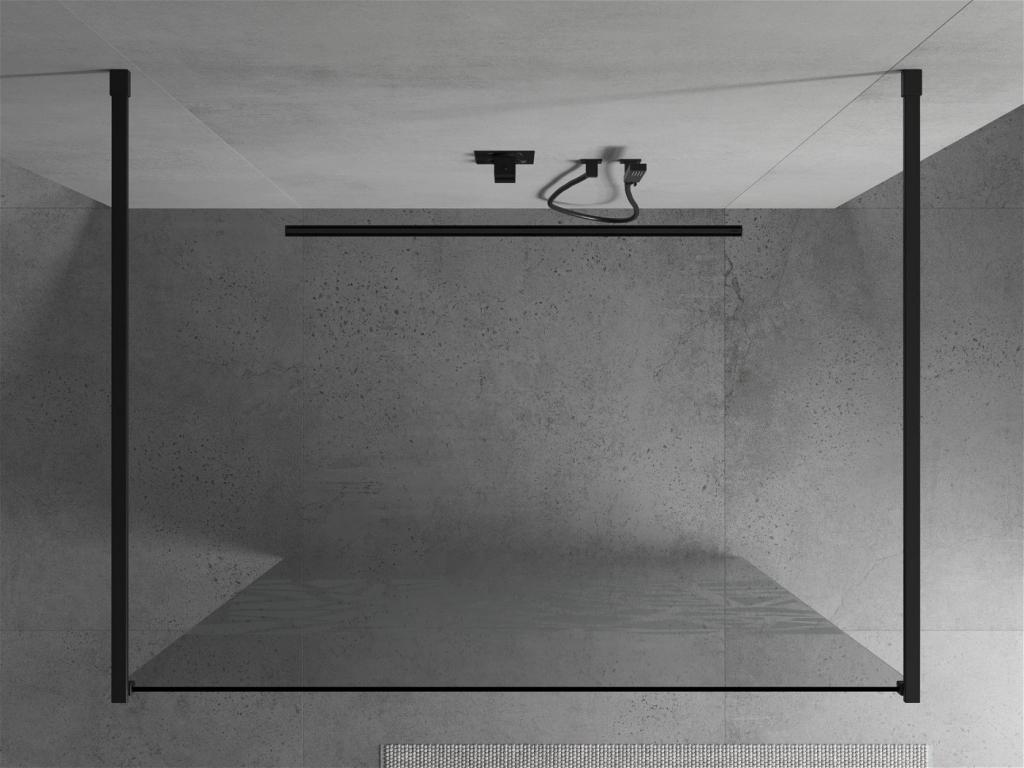 MEXEN/S - KIOTO samostatne stojaca sprchová zástena 120 x 200 cm, transparent/biela vzor 8 mm, čierna (800-120-002-70-85)