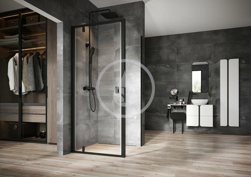 RAVAK - Nexty Sprchové dvere pivotové 900 mm, čierna/číre sklo (03O70300Z1)