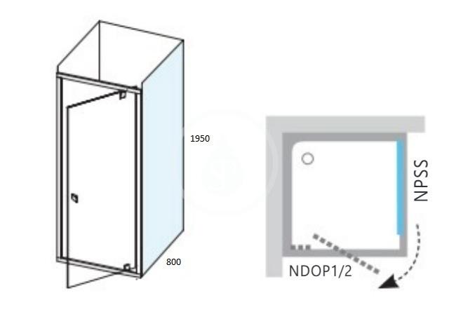 RAVAK - Nexty Pevná bočná stena 800 mm, chróm/číre sklo (90O40C00Z1)