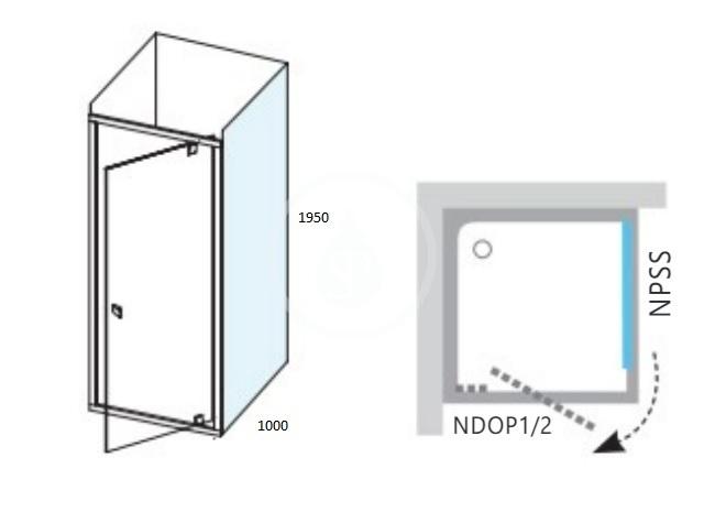 RAVAK - Nexty Pevná bočná stena 1000 mm, satin/číre sklo (90OA0U00Z1)