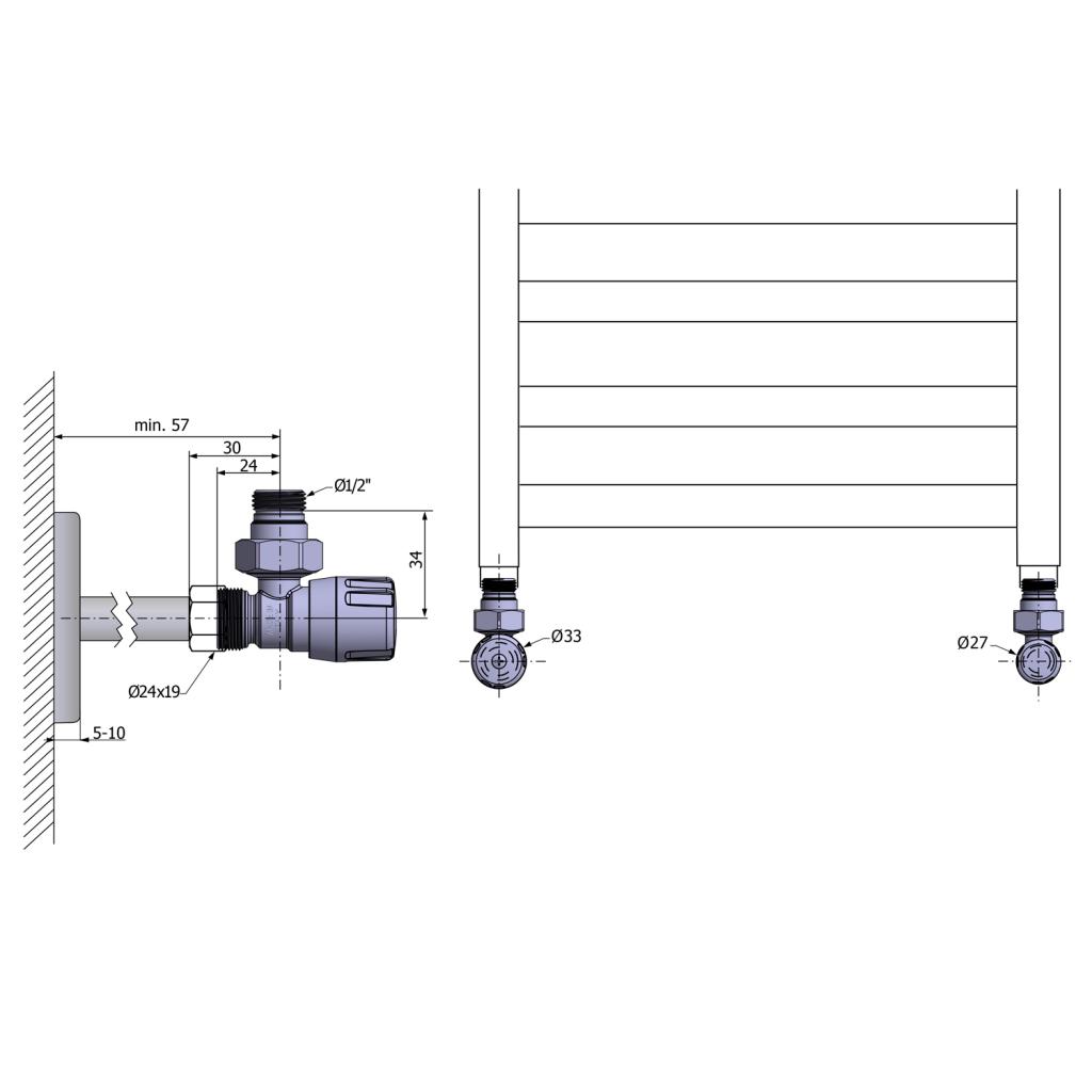 AQUALINE - ECO pripojovacia sada ventilov ručná rohová, nikel (CP9810S)