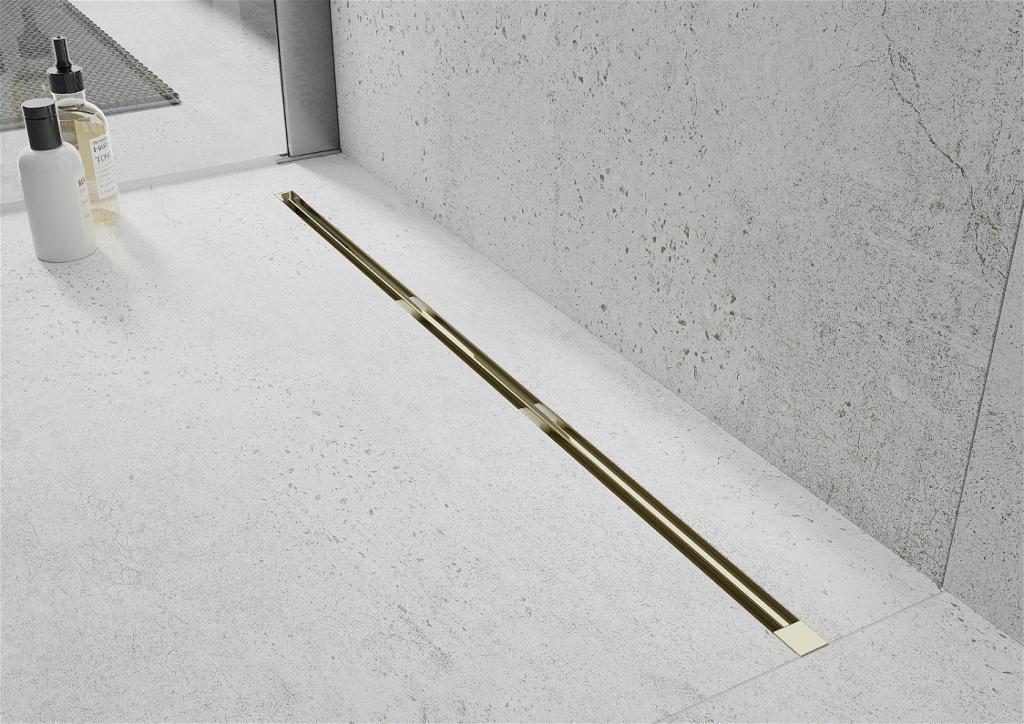 MEXEN - Flat 360° Super Slim podlahový žľab otočný 80 cm, zlatý (1551080)