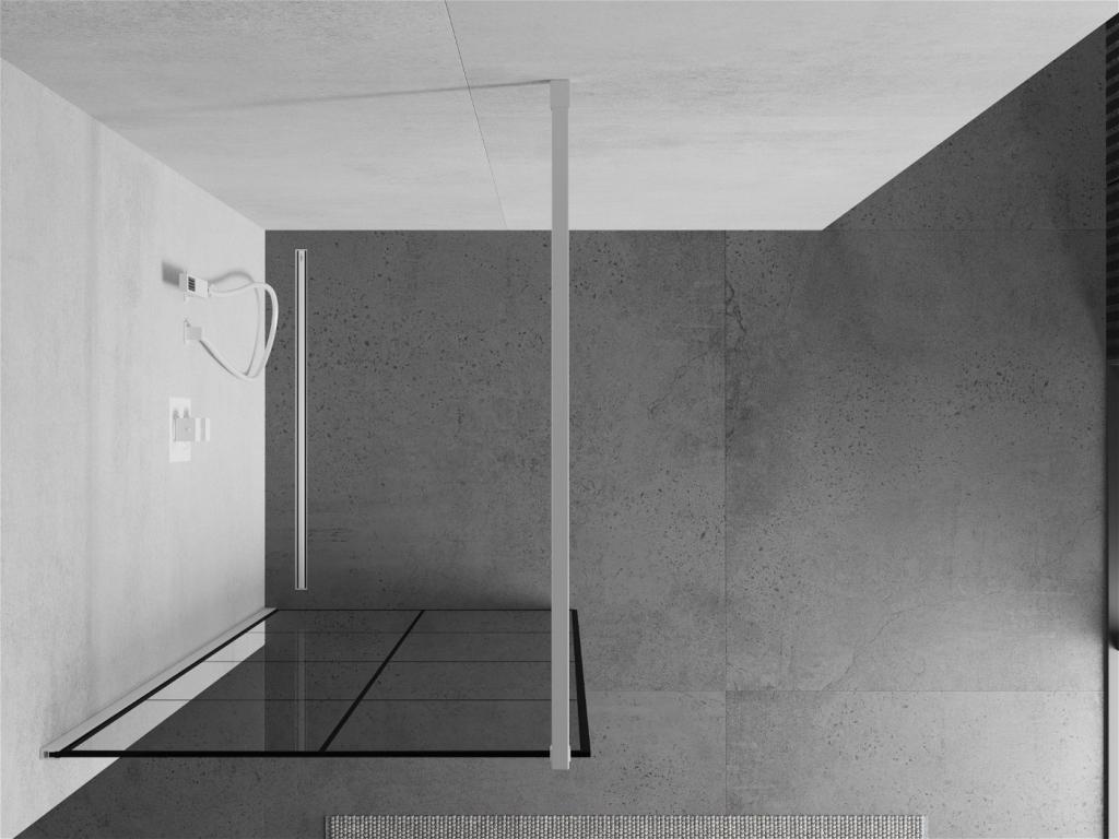 MEXEN/S - KIOTO Sprchová zástena WALK-IN 70 x 200 cm, transparent/čierny vzor 8 mm, biela (800-070-101-20-77)
