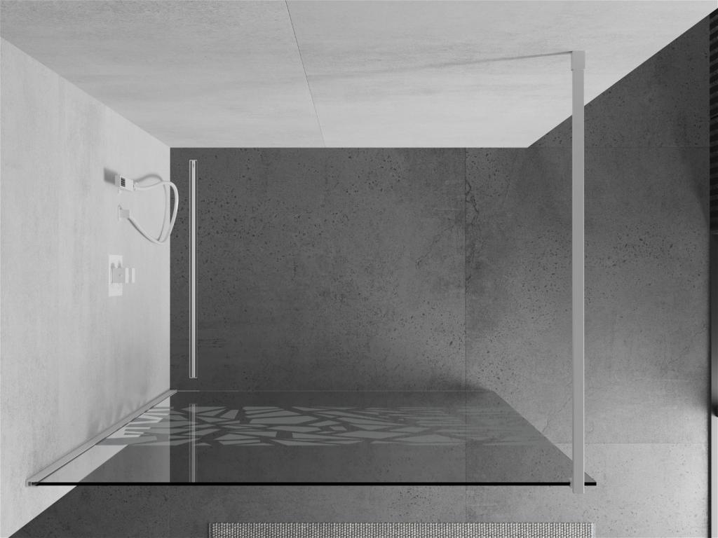 MEXEN/S - KIOTO Sprchová zástena WALK-IN 70 x 200 cm, transparent/biely vzor 8 mm, biela (800-070-101-20-85)