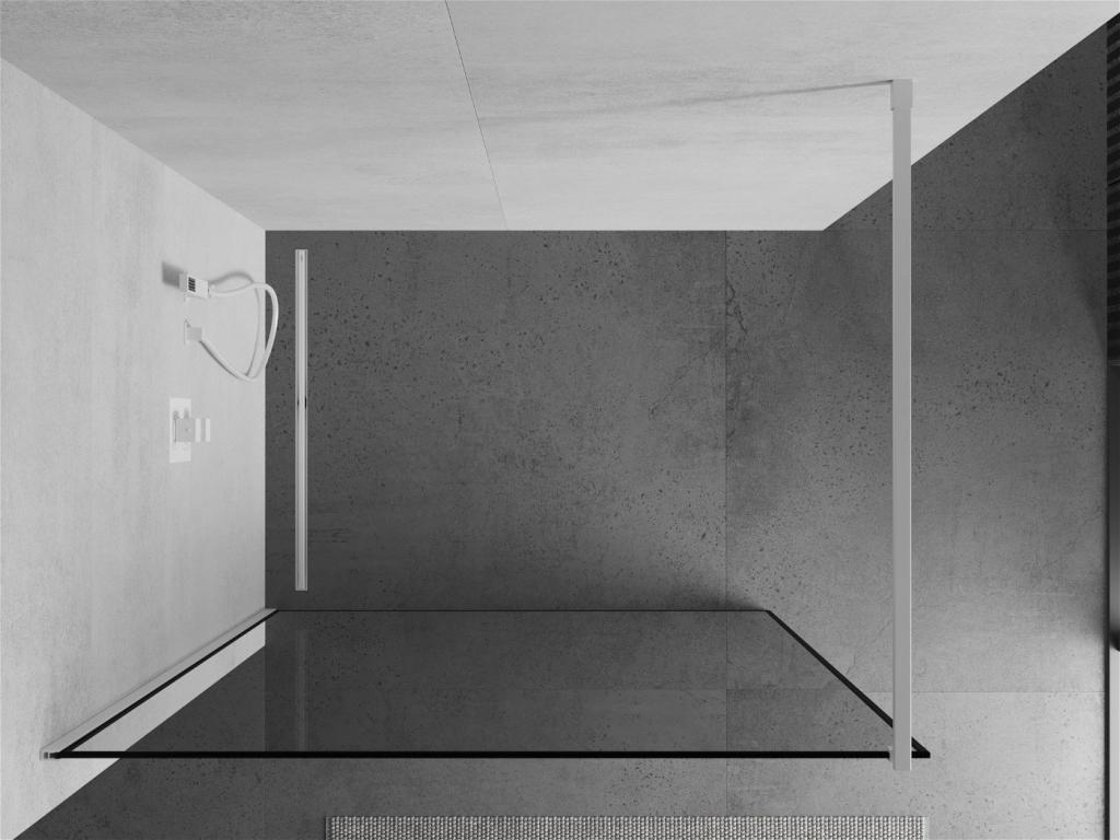 MEXEN/S - KIOTO Sprchová zástena WALK-IN 80 x 200 cm, transparent/čierny vzor 8 mm, biela (800-080-101-20-70)