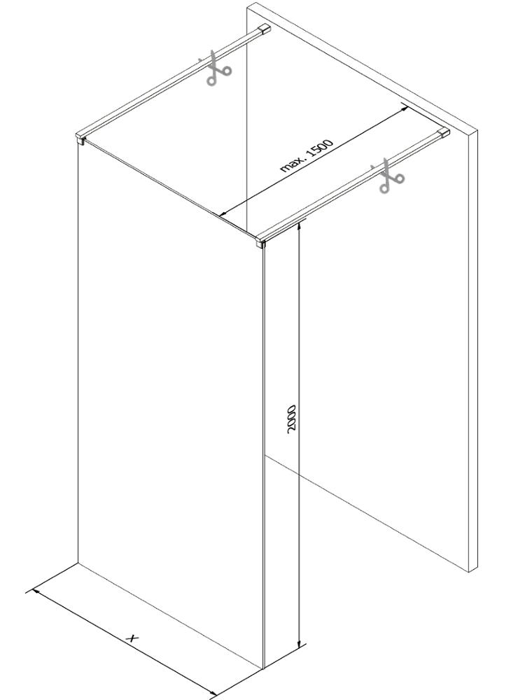 MEXEN/S - KIOTO samostatne stojaca sprchová zástena 100 x 200 cm, dekor 8 mm, biela (800-100-002-20-30)