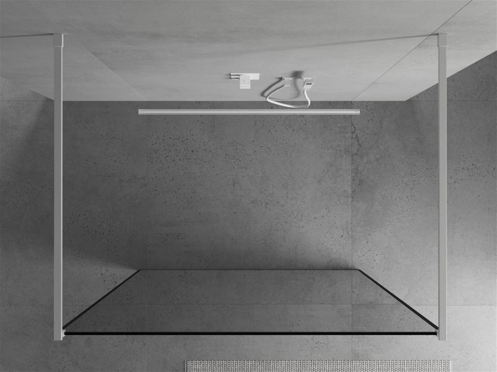 MEXEN/S - KIOTO samostatne stojaca sprchová zástena 100 x 200 cm, transparent/čierny vzor 8 mm, biela (800-100-002-20-70)