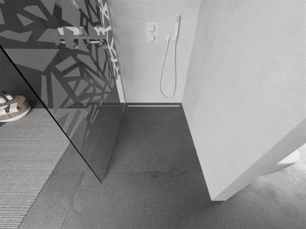 MEXEN/S - KIOTO Sprchová zástena WALK-IN 100 x 200 cm, transparent/biely vzor 8 mm, biela (800-100-101-20-85)