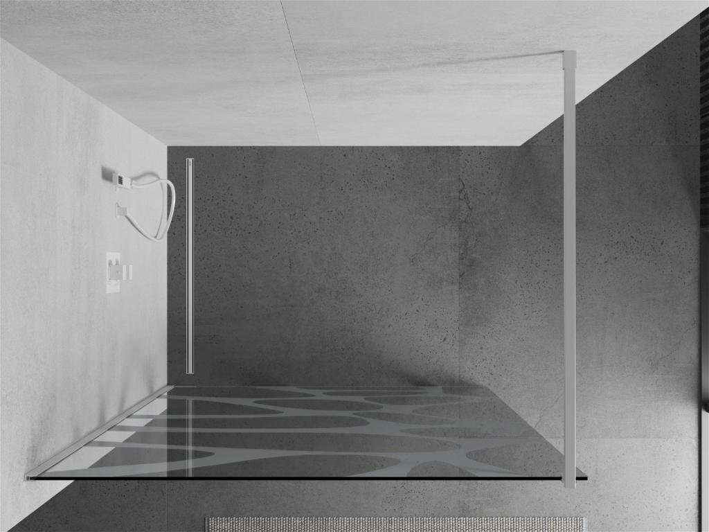MEXEN/S - KIOTO Sprchová zástena WALK-IN 100 x 200 cm, transparent/biely vzor 8 mm, biela (800-100-101-20-97)