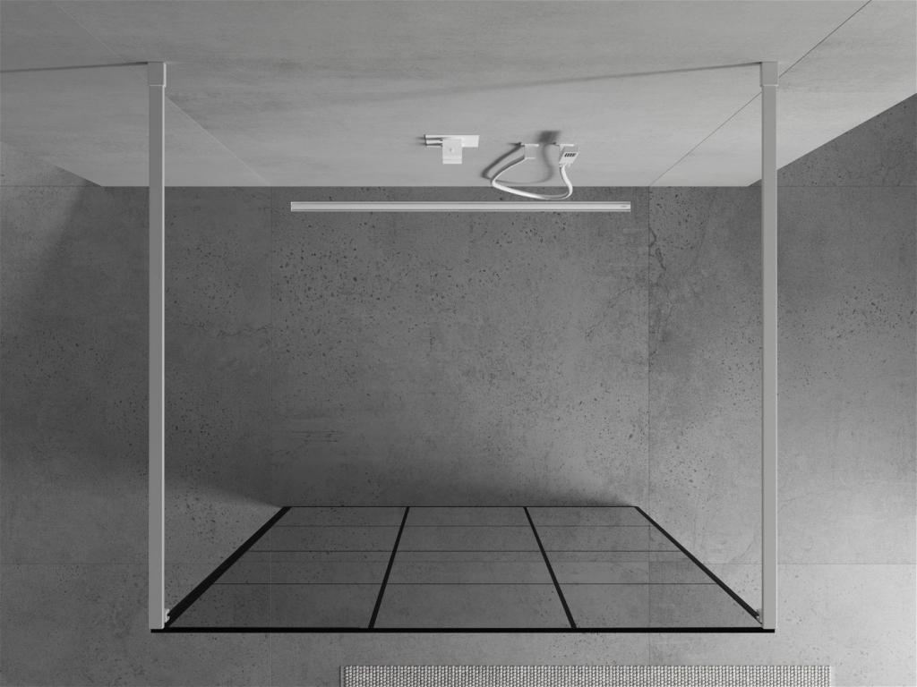 MEXEN/S - KIOTO samostatne stojaca sprchová zástena 110 x 200 cm, transparent/čierny vzor 8 mm, biela (800-110-002-20-77)
