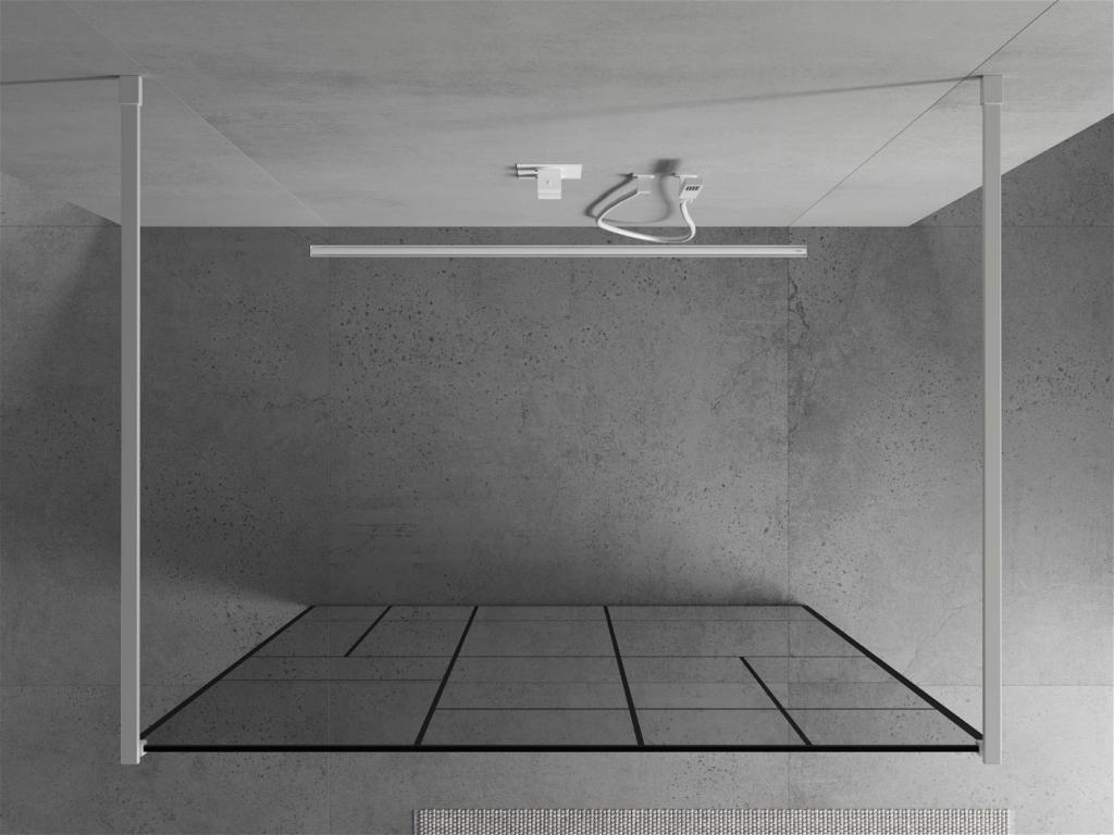 MEXEN/S - KIOTO samostatne stojaca sprchová zástena 110 x 200 cm, transparent/čierny vzor 8 mm, biela (800-110-002-20-78)