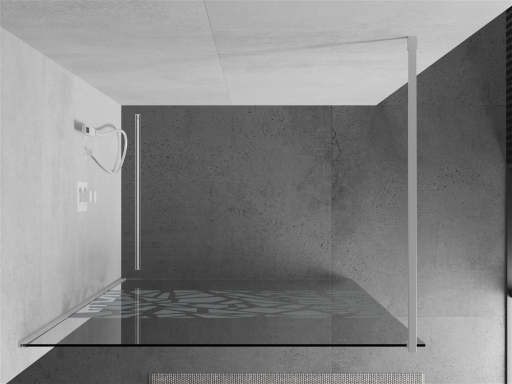 MEXEN/S - KIOTO Sprchová zástena WALK-IN 110 x 200 cm, transparent/biely vzor 8 mm, biela (800-110-101-20-85)