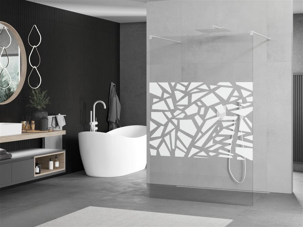 MEXEN/S - KIOTO samostatne stojaca sprchová zástena 120 x 200 cm, transparent/biely vzor 8 mm, biela (800-120-002-20-85)