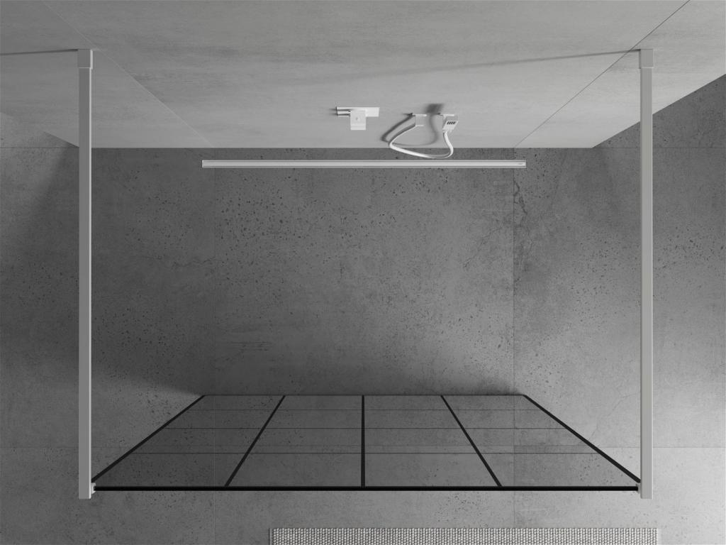 MEXEN/S - KIOTO samostatne stojaca sprchová zástena 130 x 200 cm, transparent/čierny vzor 8 mm, biela (800-130-002-20-77)