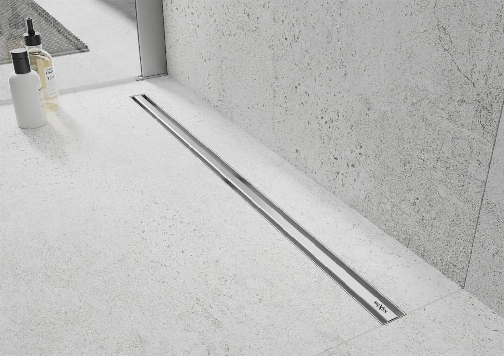 MEXEN - Flat 360° Slim podlahový žľab 130 cm, chróm (1041130)
