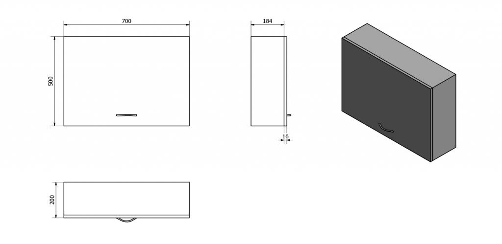 AQUALINE - KERAMIA FRESH skrinka horná výklopná 70x50x20cm, dub platin (52364)