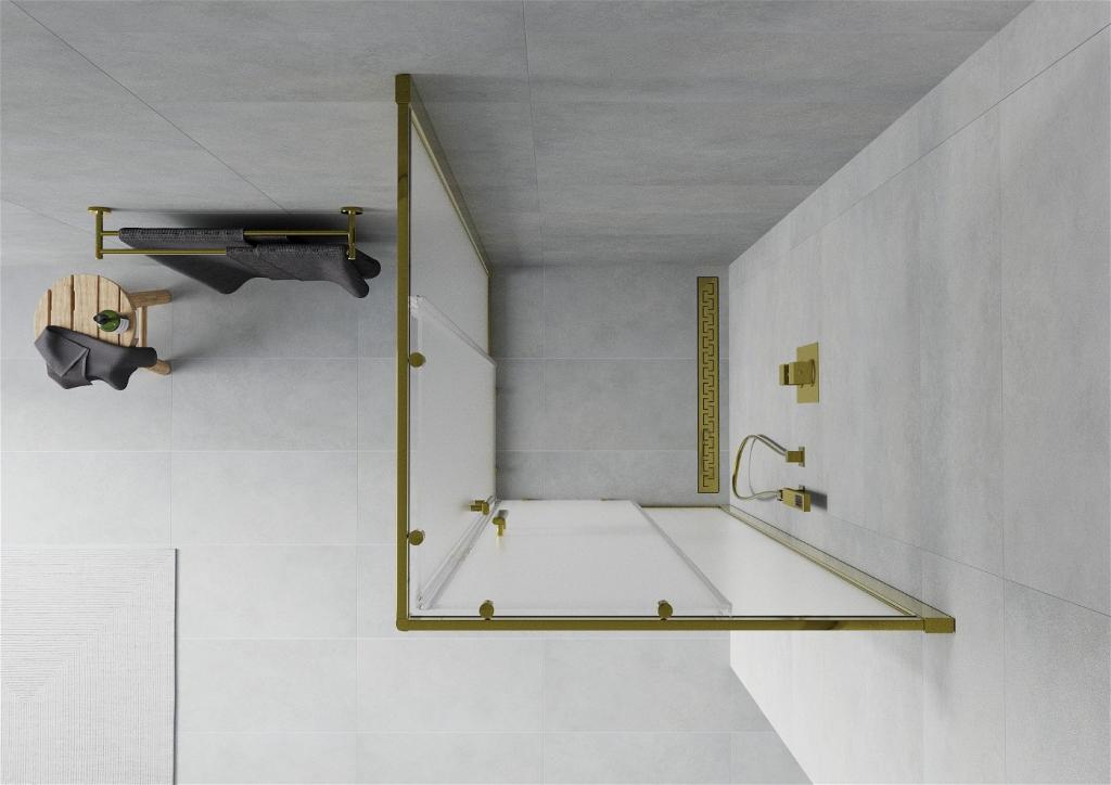 MEXEN - Rio sprchovací kút štvorec 70 x 70 cm, dekor, zlatá (860-070-070-50-30)