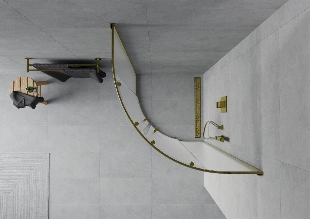 MEXEN - Rio sprchovací kút štvrťkruh 70 x 70 cm, dekor, zlatá (863-070-070-50-30)