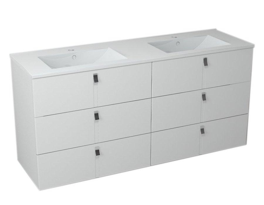 SAPHO - MITRA umývadlová skrinka vr. umývadlá, 3 zásuvky, 150x70x46 cm, biela 2XMT0811601-150
