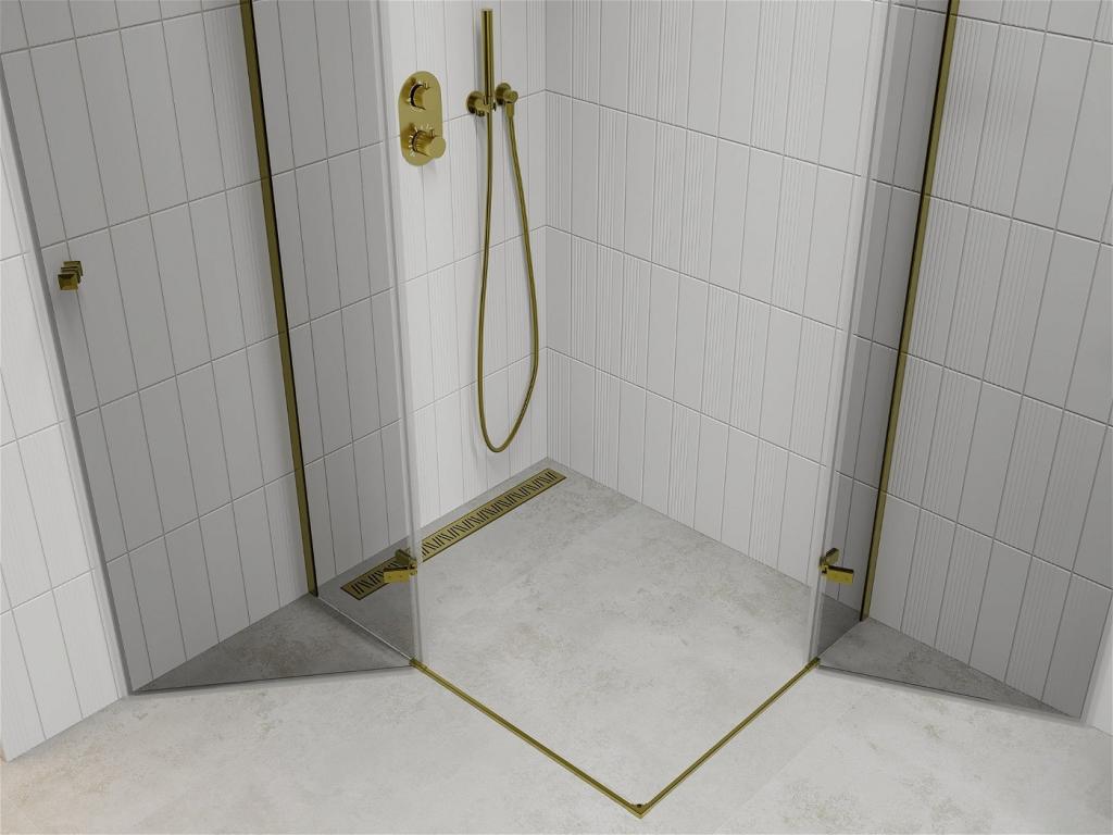 MEXEN/S - ROMA sprchovací kút 90x90 cm, transparent, zlato (854-090-080-50-00-02)