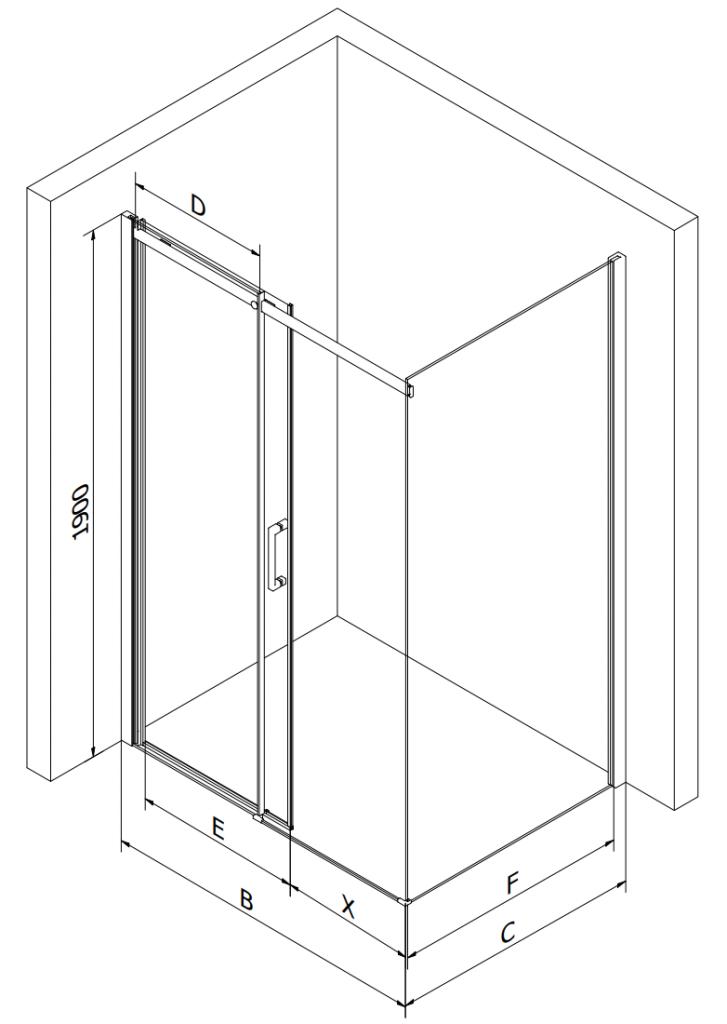 MEXEN/S - Omega sprchovací kút 100x90 cm, transparent, čierna + biela vanička so sifónom, (825-100-090-70-00-4010B)