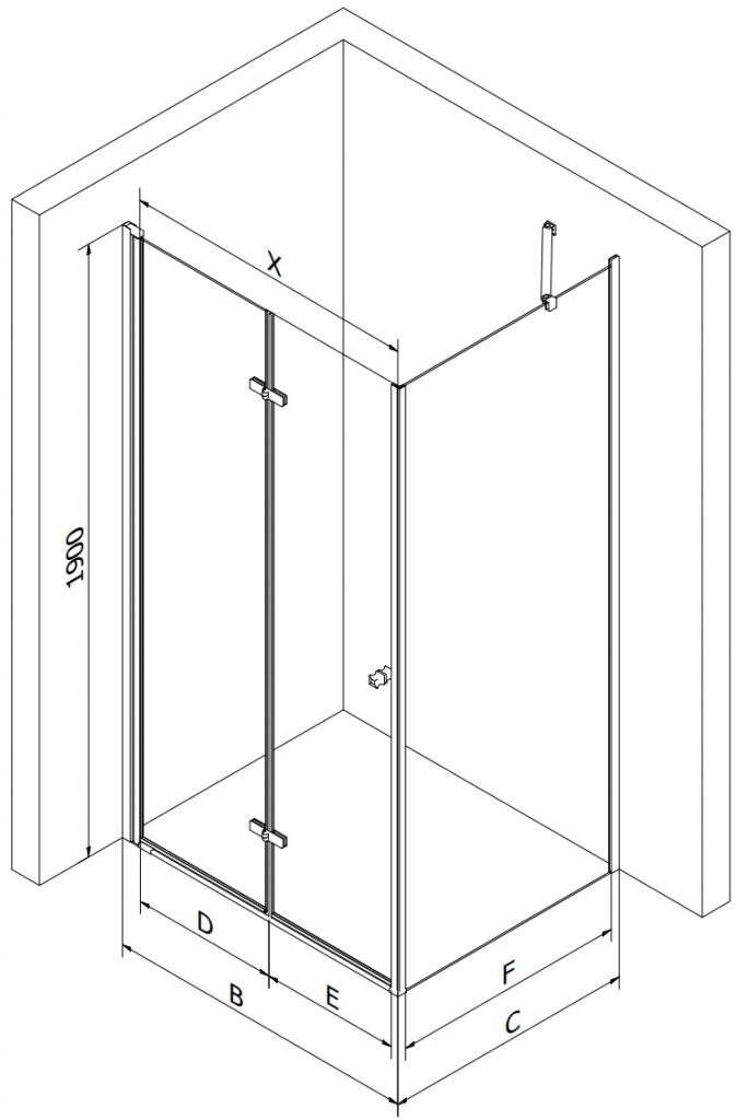 MEXEN/S - Lima sprchový kút zalamovacie dvere 90 x 100 cm, transparent, čierny + Flat čierna vanička so sifónom (856-090-100-70-00-4070B)