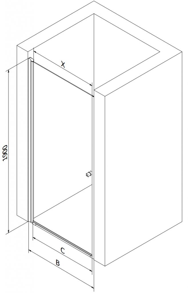 MEXEN - Pretoria sprchové dvere krídlové 65 cm, transparent, chróm so stenovým profilom (852-065-000-01-00)