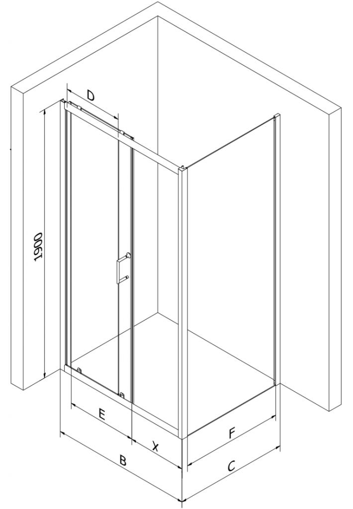 MEXEN/S - Apia sprchovací kút obdĺžnik 95x100 cm, transparent, chróm (840-095-100-01-00)