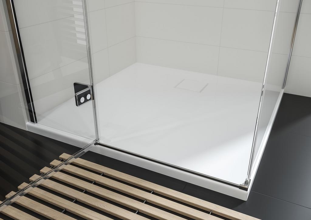 CERSANIT - JOTA rohový sprchovací kút - (80x80X195) priehľadné sklo - čierny, ĽAVÝ (S160-007)