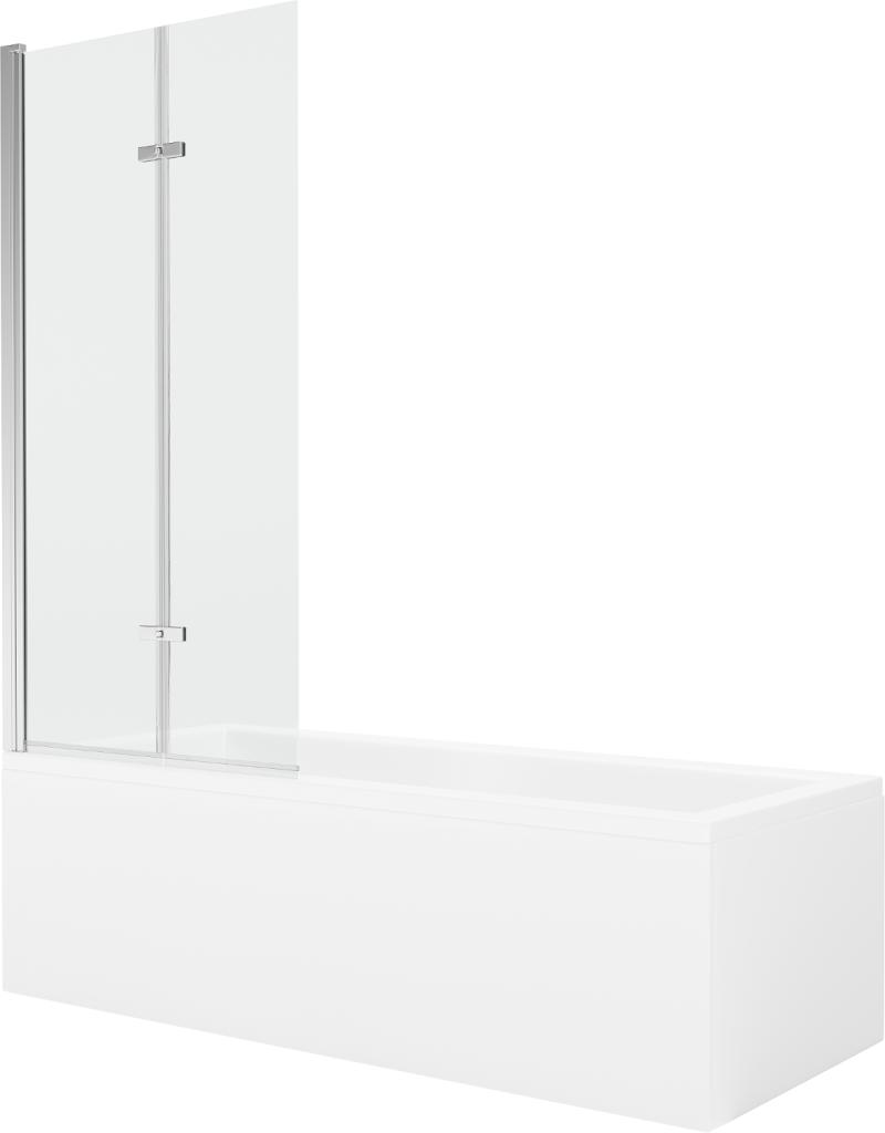 E-shop MEXEN/S - Cubik obdĺžniková vaňa 160 x 70 cm s panelom + vaňová zástena 80 cm, transparent, chróm 550316070X9208020100
