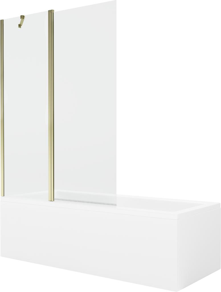 MEXEN/S - Cubik obdĺžniková vaňa 170 x 70 cm s panelom + vaňová zástena 120 cm, transparent, zlatá 550317070X9412115000