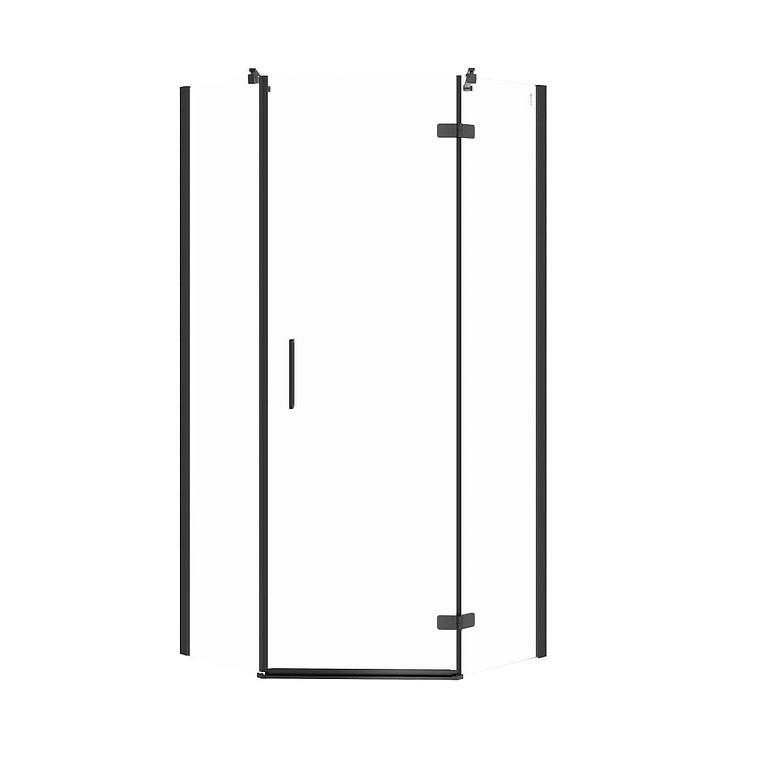 CERSANIT - Päťuholný sprchovací kút JOTA 90X90X195, PRAVÝ, priehľadné sklo, čierny (S160-015)