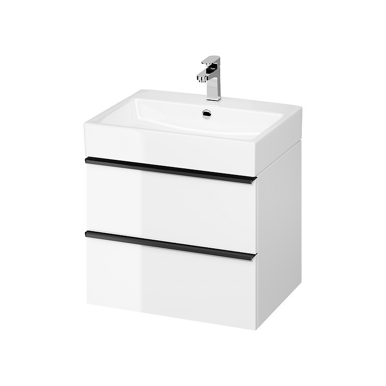CERSANIT - Umývadlo skrinka VIRGO 60 biela s čiernymi úchytmi (S522-018)