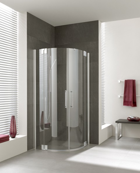 Kermi Štvrťkruh Pasa XP P50 09020 870-900 / 2000 strieborná matná ESG číre Clean Štvrťkruhový sprchovací kút kývne dvere s pevnými poľami (PXP50090201PK)