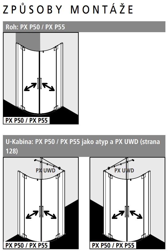 Kermi Štvrťkruh Pasa XP P55 09018 870-900 / 1850 strieborná matná ESG číre Clean Štvrťkruhový sprchovací kút kývne dvere s pevnými poľami (PXP55090181PK)