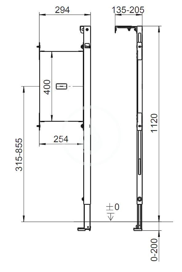 VILLEROY & BOCH - ViConnect Predstenová inštalácia na sklopné madlo, 112 cm, pravá (92210900)