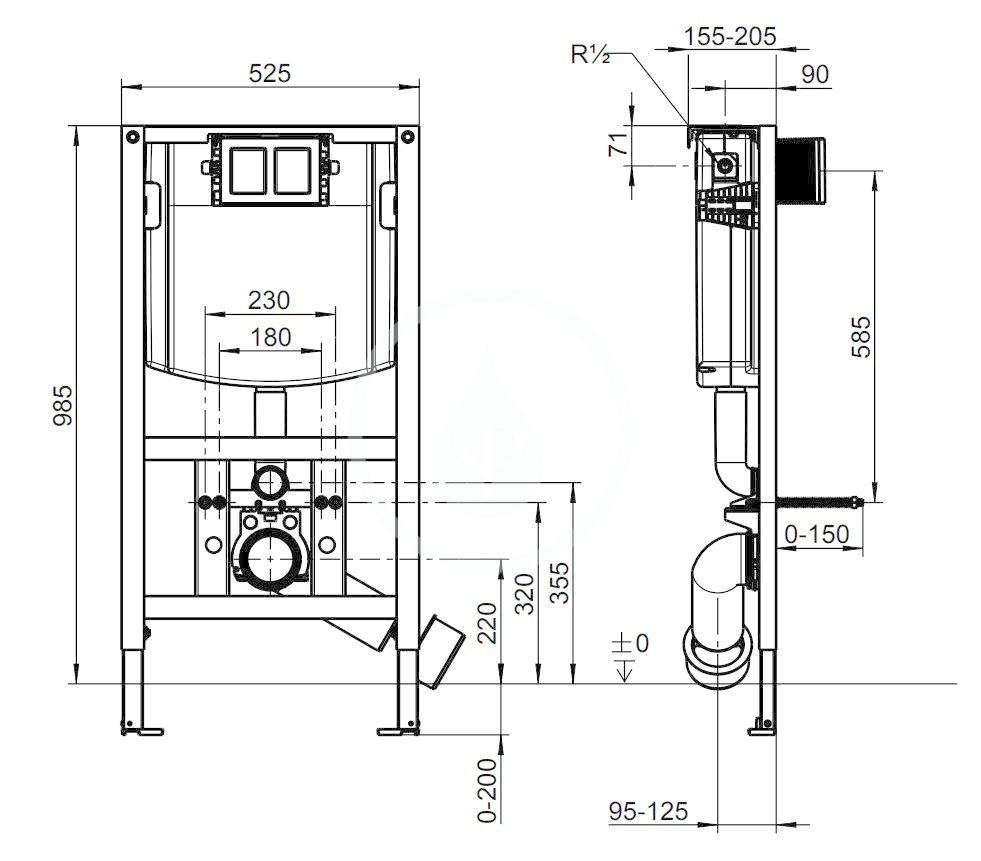 VILLEROY & BOCH - ViConnect Predstenová inštalácia na závesné WC, 98 cm, so splachovacou nádržkou pod omietku (92247800)