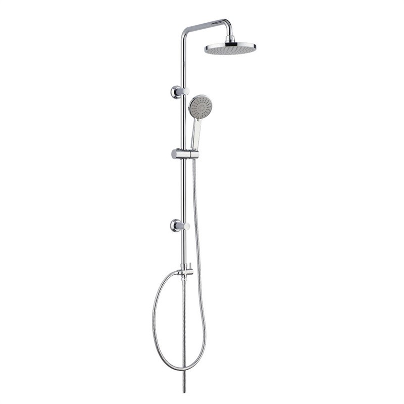 MEREO MEREO - Sprchový set Sonáta s tyčou, hadicou, ručnou a hlav. okrúhlou sprchou, sivá CB60101SP