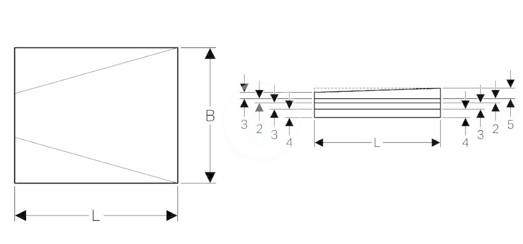 GEBERIT - Příslušenství Sprchová doska 900x900 mm, umožňujúca obloženie, so spádom do V (154.252.00.1)