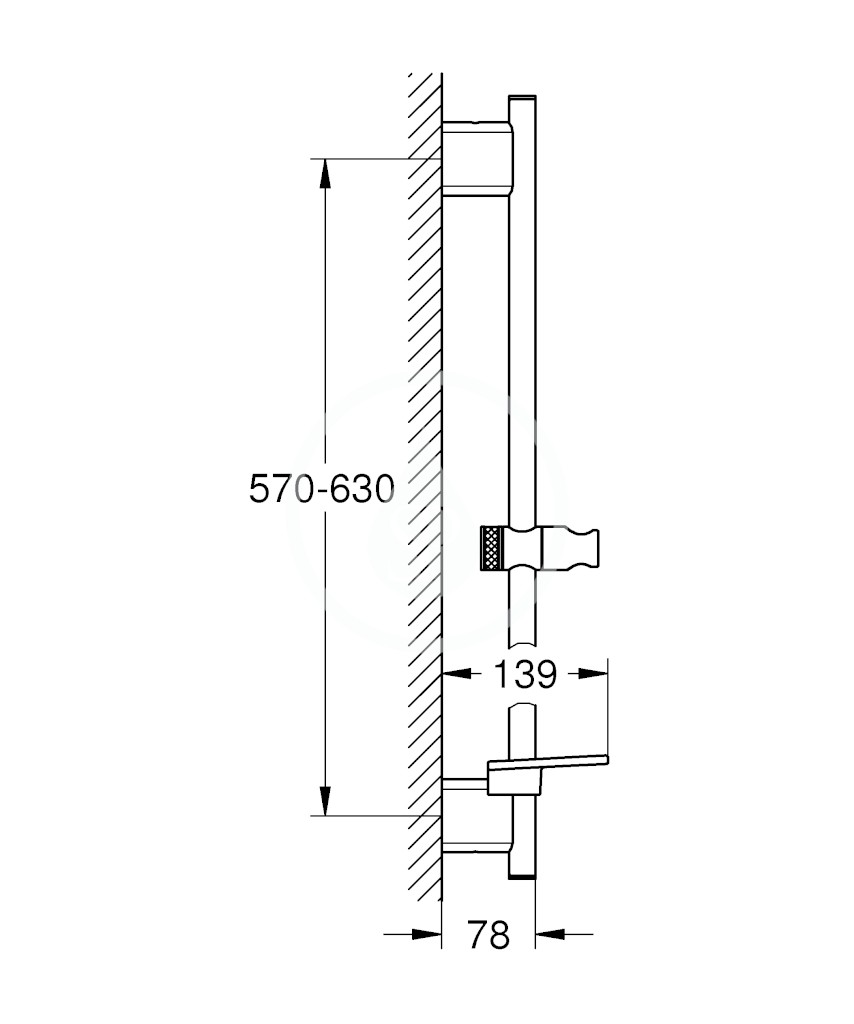 GROHE - Rainshower SmartActive Sprchová tyč s poličkou, 600 mm, chróm (26602000)