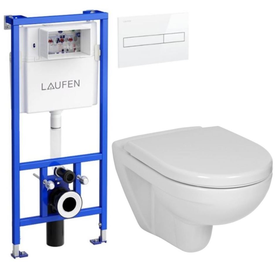 E-shop LAUFEN Rámový podomietkový modul CW1 SET s bielym tlačidlom + WC JIKA LYRA PLUS + SEDADLO duraplastu H8946600000001BI LY6