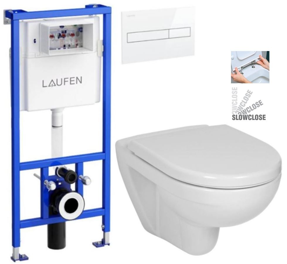 E-shop LAUFEN Rámový podomietkový modul CW1 SET s bielym tlačidlom + WC JIKA LYRA PLUS + SEDADLO duraplastu SLOWCLOSE H8946600000001BI LY5