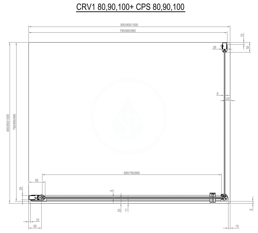 RAVAK - Chrome Rohový sprchovací kút dvojdielny CRV1-100, 980 mm – 1000 mm – farba biela, sklo transparent (1QVA0101Z1)