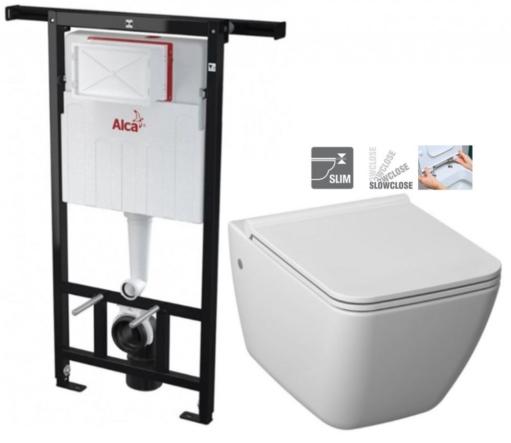 E-shop ALCADRAIN Jádromodul - predstenový inštalačný systém bez tlačidla + WC JIKA PURE + SEDADLO SLOWCLOSE duraplast AM102/1120 X PU2